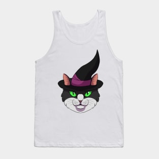 Black and white witch cat Tank Top